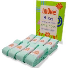 LillOne 8 extra stora XXL-påfyllningar som är kompatibel med Tommee Tippee Twist & Click blöjkärl - extra tjock anti-lukt antibakteriell flerskiktsfilm för blöjkärl