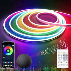 Neon LED-band 5 m, RGB flexibel neon LED-remsa med APP-kontroll, lysande neon COB 120 LED/M IP65 neonljus LED-remsa för inomhus utomhus DIY sovrum, vardagsrum, badrum, dekoration (10 m)