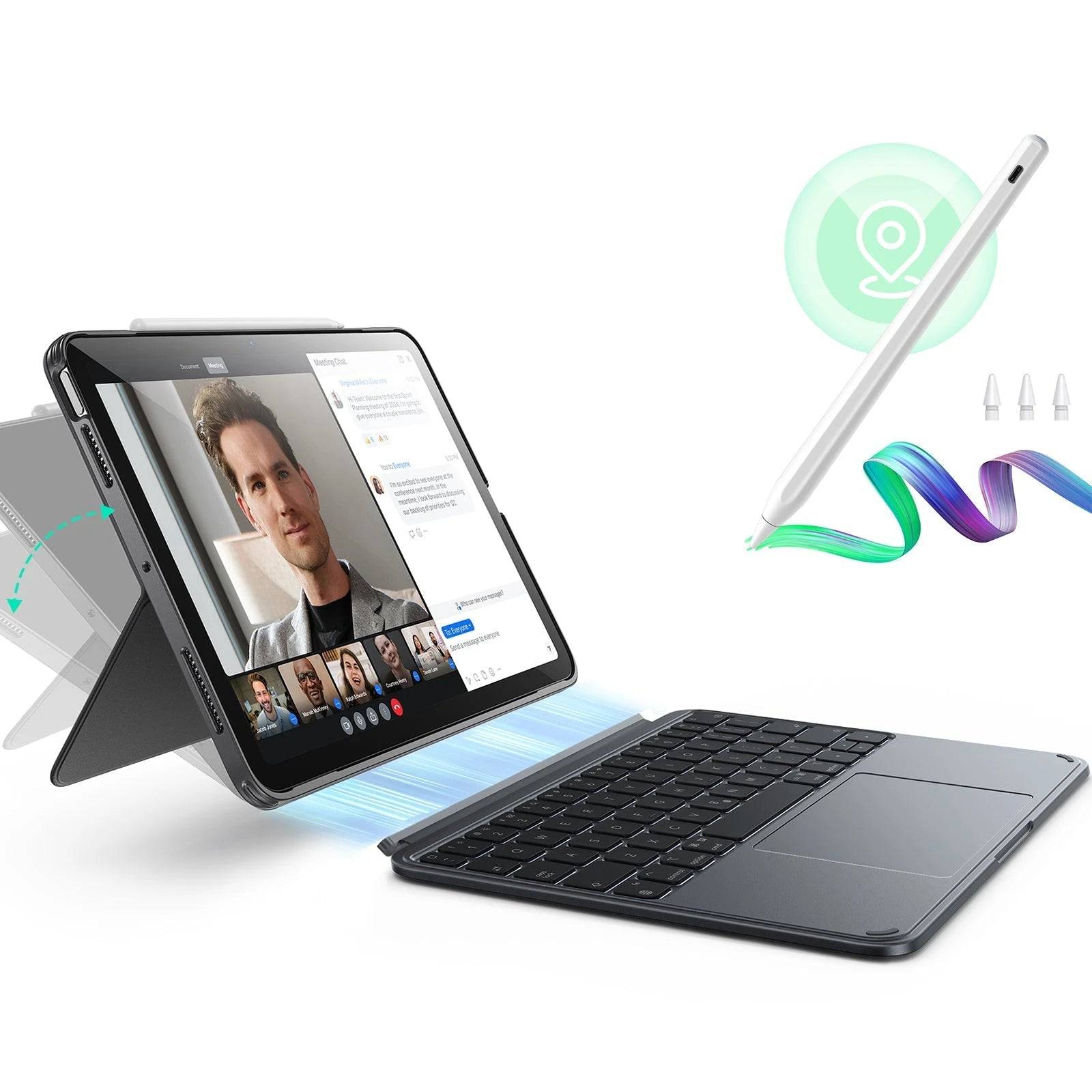 iPad Air 13” (M4) 2026 Shift Keyboard Case (Detachable) with Geo Digital Pencil Bundle -US Layout-Dark Gray - US Layout-Dark Gray