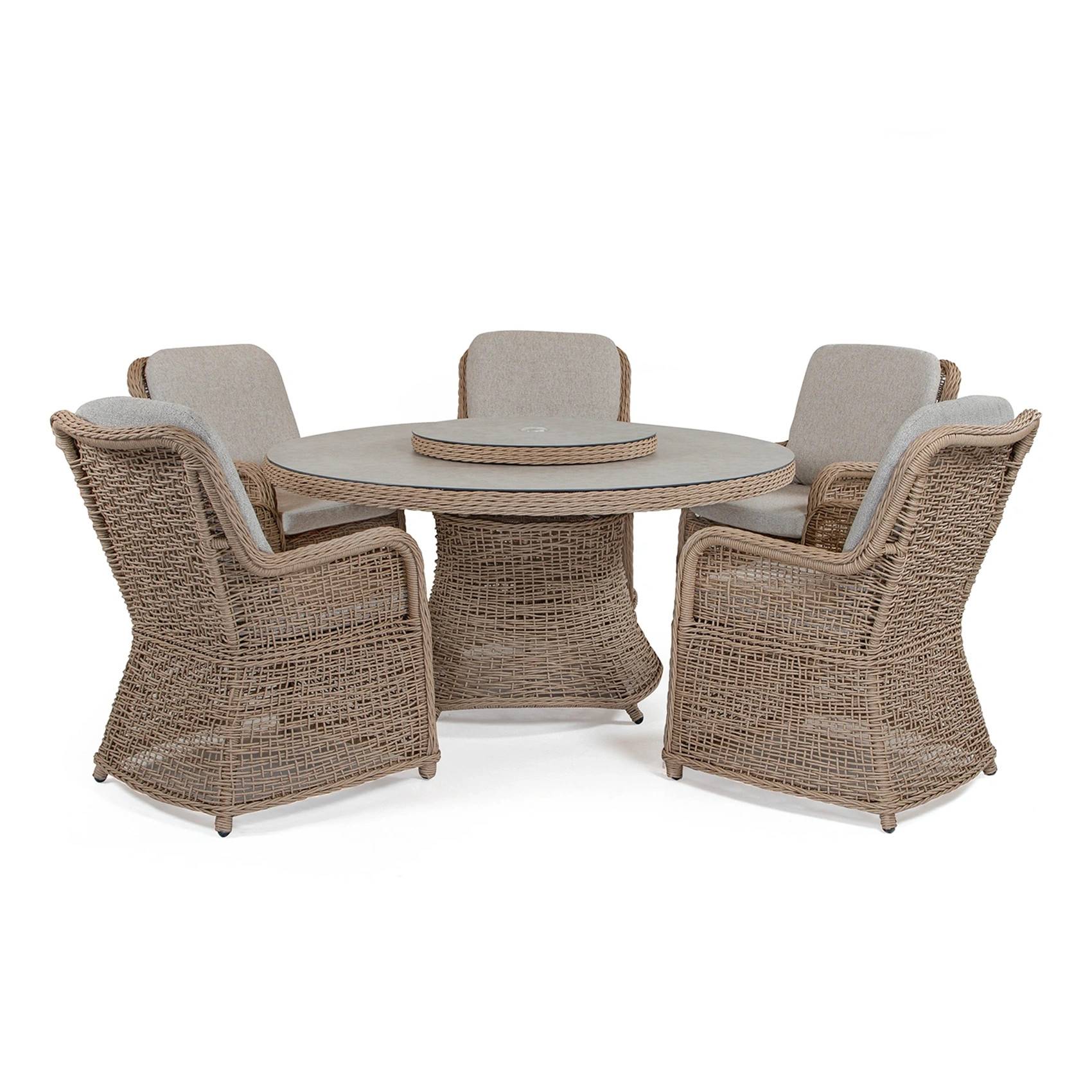 Hastings matgrupp natur twist/bouclé beige - 5 stolar, Ø150 cm - Beige