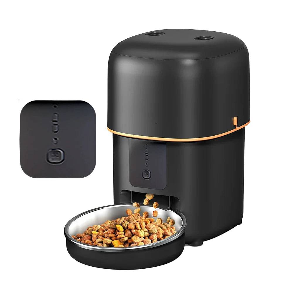 Smart Pet Feeder with HD Camera - 2L Automatic Food Dispenser with WiFi & Video Monitoring - 2L Black WiFi