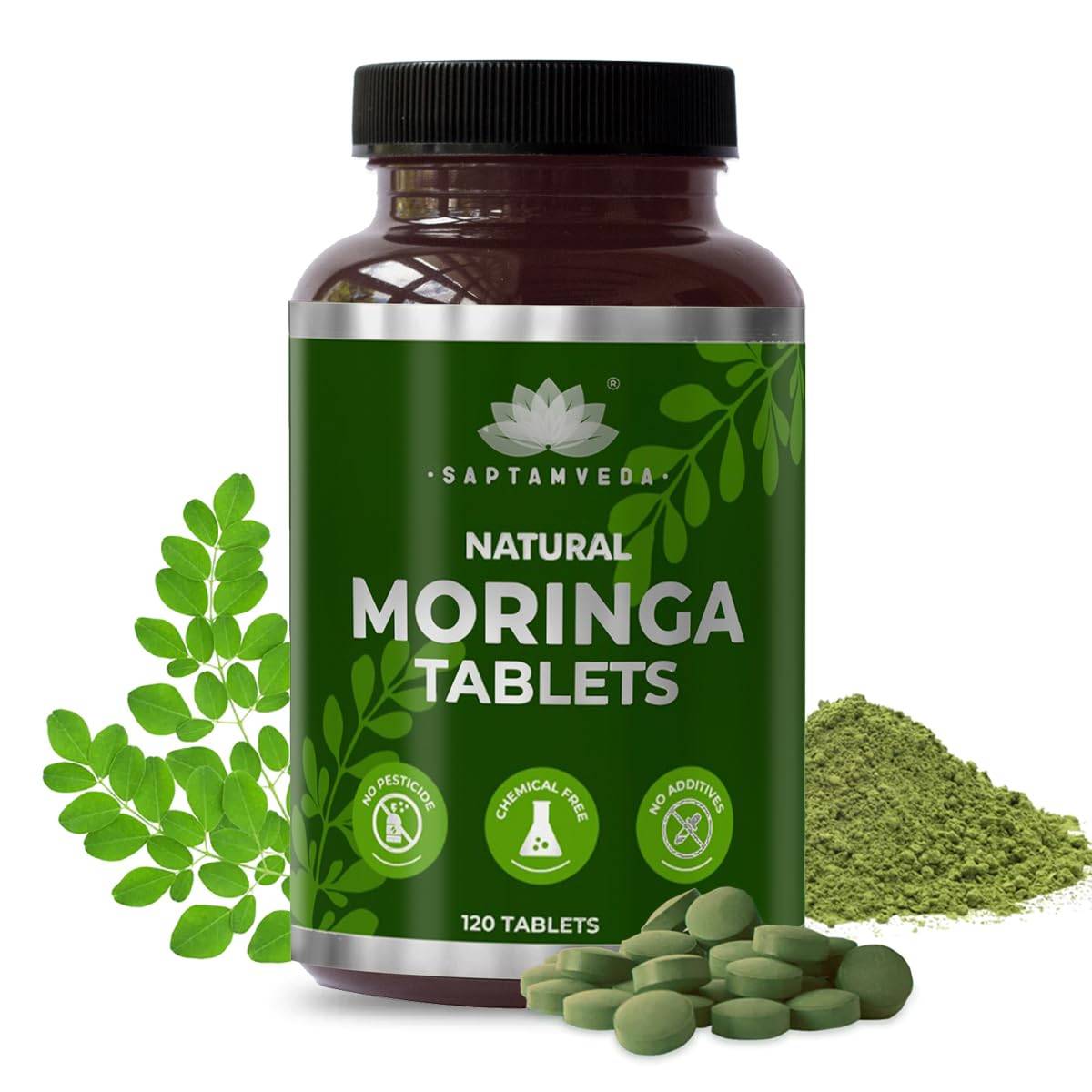 SAPTAMVEDA Moringa Tabletter, Morotsblad Tabletter 120 Tabletter, 500 mg vardera