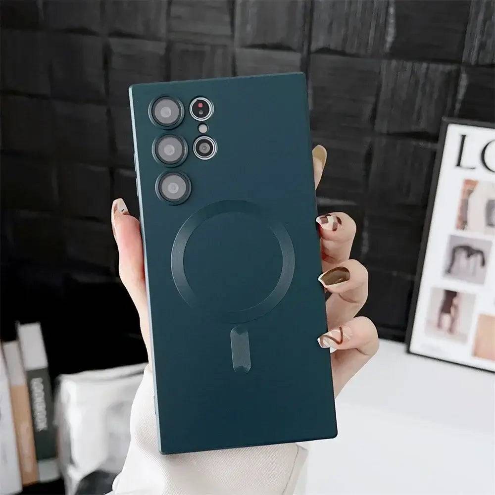 Luxury Matte Magnetic Case for Samsung Phones - Black Green / Galaxy S21 Ultra 5G