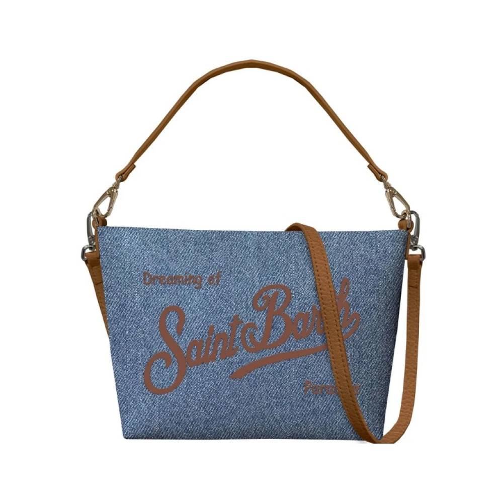 MC2 Saint Barth Håndtaske med skulderrem og logobogstaver - Tasker - unisex - Blå - ONE SIZE - Uld