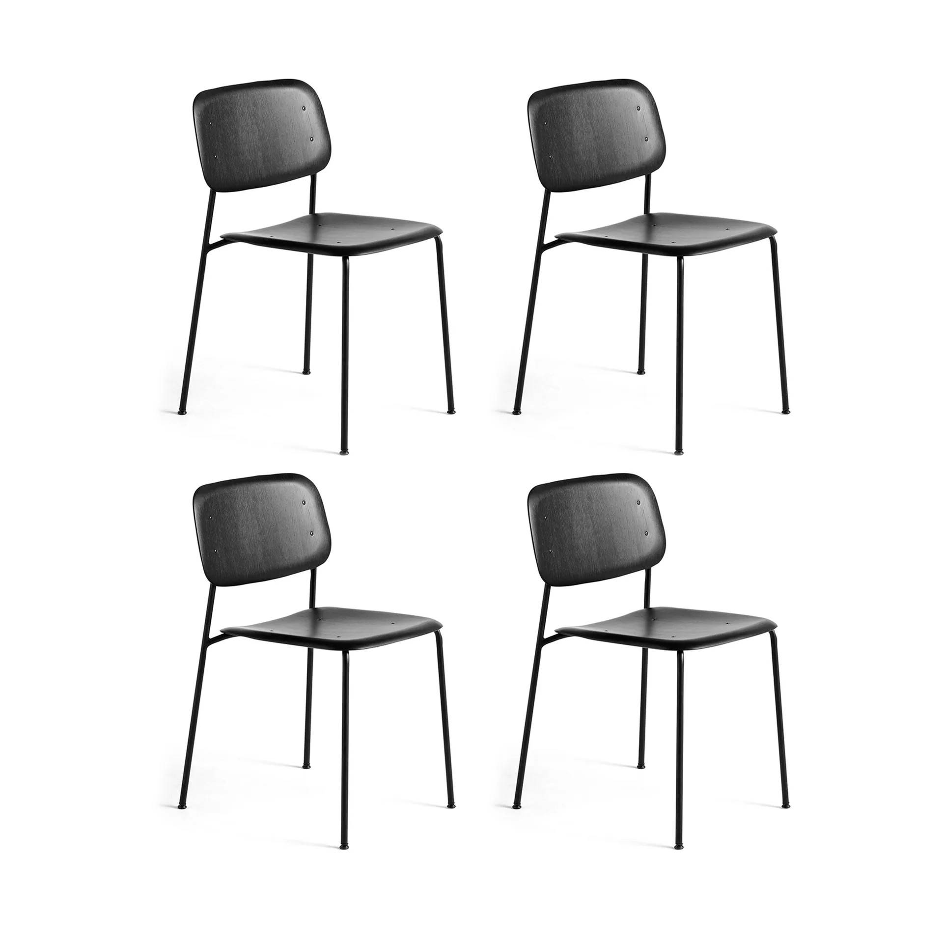 HAY Soft Edge 40 stol, Black oak-svart stålstativ, 4-pack