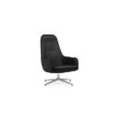Normann Copenhagen Era Lounge Chair High Swivel Alu SH: 40 cm - Ultra Leather / Black 41599