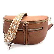 Women's Casual Waist Bag, Retro PU Fanny Pack, Outdoor Multi-Pocket Travel Chest Pack - Camel - one-size