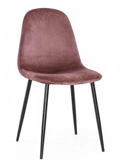 Matstol dusty rose sammet svarta metallben