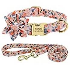 Hundhalsband Leash Collars Pet Walking Belt For Small Medium Large Dogs-Orange Set, S