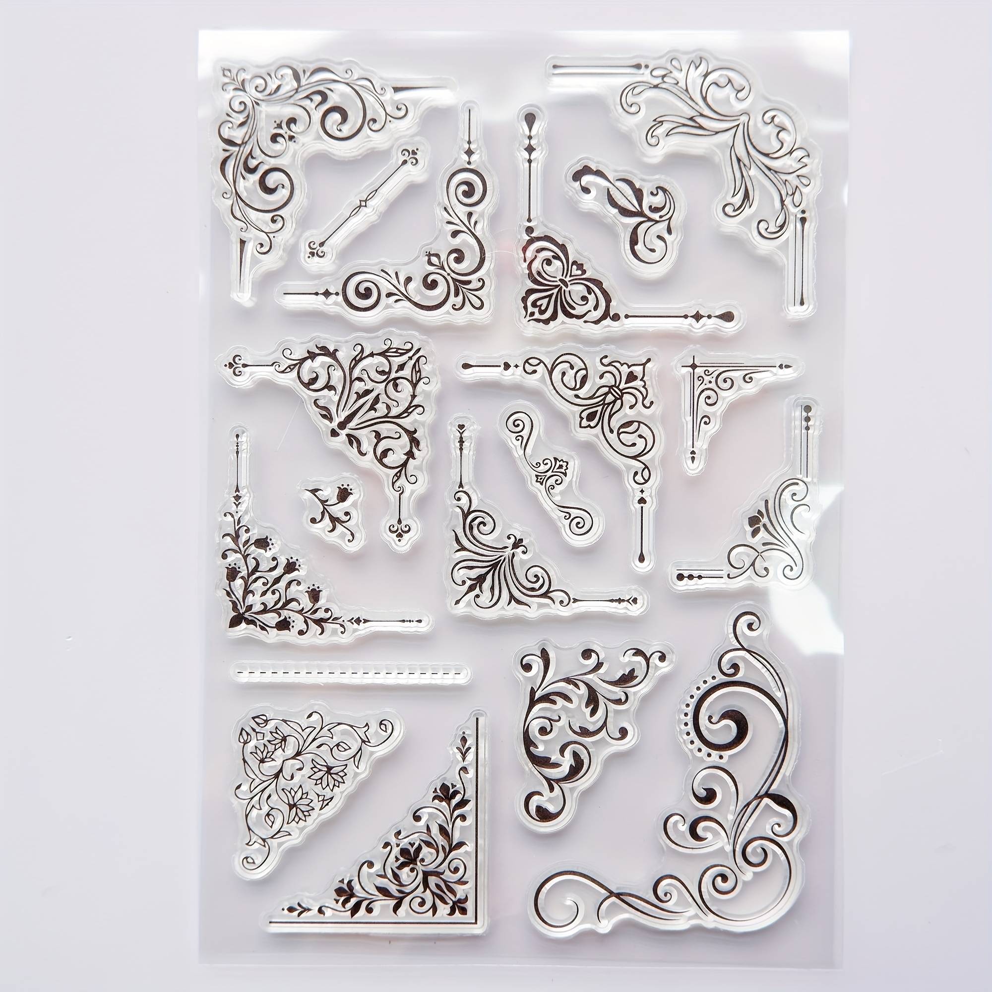Corner Clear Stamps, Card Decorative Frame Silicone Rubber Stamps For Scrapbooking Journaling Notebooks Decoration