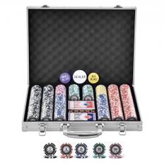 VEVOR Pokerchipset, 500-bitars pokerset, komplett pokerspelset med aluminiumväska, 11,5 grams kasinomarker, kort, knappar och tärningar, för Texas Hold'em, blackjack, hasardspel