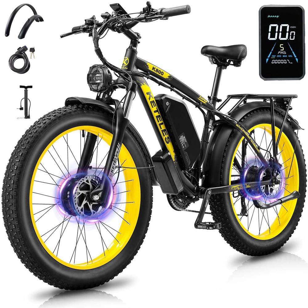 Elcykel KETELES 1000Wx2 Dubbelmotor El-Mountainbike Topphastighet 55Km/h 48V 23AH 21 Växlar Last 150Kg K800 grön