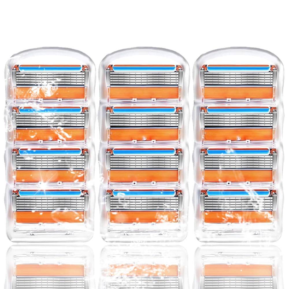 Gillette Replacement Razor Replacement ProGlide/Fusion Blades, Compatible, 5-Blade Head, Parts, Men's (Orange, 12-Pack)