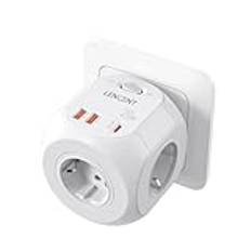 LENCENT USB Cube Plug med PD20W snabbladdning, Cube Plug 4000W med 4 AC-uttag, 2 USB och 1 PD20W, Cube Multiple Wall Plug med strömbrytare, USB-laddare för familj, kök och kontor