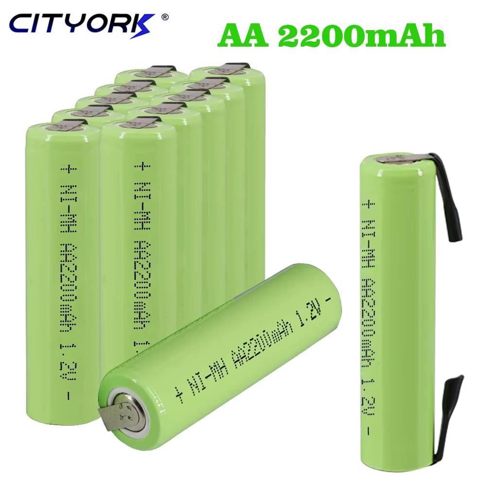 CITYORK Battery AA 2200mAh 1.2V Rechargeable NiMH AA Batteries with Welding Tabs For Philips Electric Toothbrush Shaver 2A