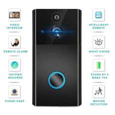 Dørklokke med Wifi videokamera. Bevægelses-føler, tal igennem din smartphone til dørklokken + Video kommunikation