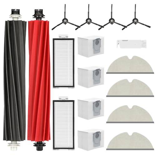17 Stück Zubehör für Roborock Q5 Pro+ /Q5 Pro/ Q5 Max+/ Q8 Max+ /Q8 Max Staubsauger, 2 Hauptbürsten, 2 HEPA-Filter, 4 Tücher, 4 Staubbeutel, 4 Seitenbürsten-Ersatzteilset