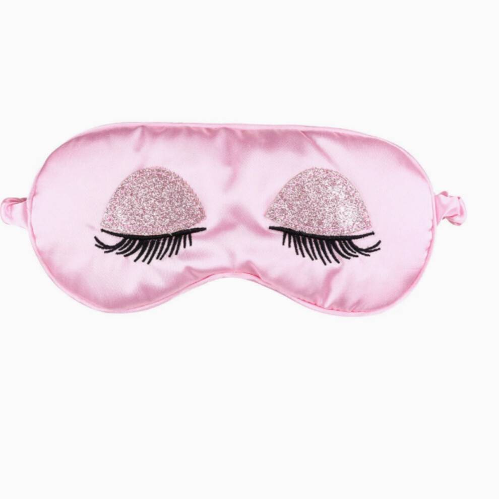 Sömnmask, sidenögonmask satin ögonbindel slät mjuk andningsbar reseögonskydd ögonskydd med elastisk rem för kvinnor flickor - rosa