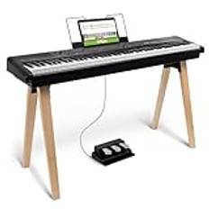 Alesis Recital Home Digital Piano med 88 Hammer Action och viktade tangenter, stativ, pedaler och lektioner, svart