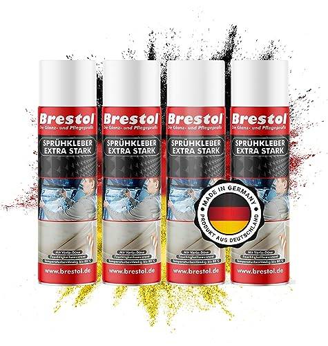 Brestol ® Spraylim extra stark - industriell självhäftande spray med justerbart sprayhuvud - snabbtorkande och exakt doserbar, spraylim för skum, trä, metall, plast, etc. 4 x 500 ml