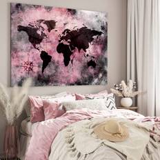Akustikprint - The World Map - Pink Nyanser