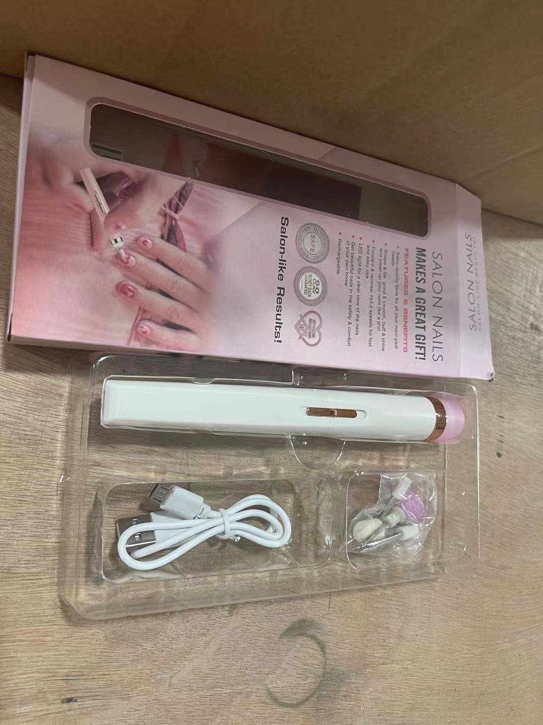 Cross-border Nail Piercing Device Electric Nail Trimmer Five-in-one Nail Polishing Machine Nail File Flawless Nail Polish - White