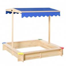 Sandlåda med Justerbar Tak 120 x 120 x 120 cm Trä