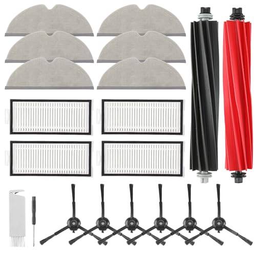 VIEWALL 20 Stück Zubehör für Roborock Q5 Pro/Q5 Pro+/Q8 Max+/Q8 Max Staubsauger,2 Hauptbürsten,4 HEPA-Filter,6 Wischtücher,6 Seitenbürsten 1 Bürste,1 Schraubendreher Ersatzteilset