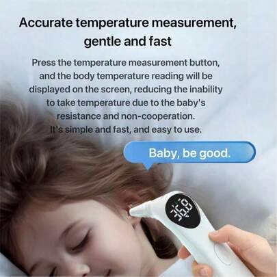 Beröringsfri handhållen mini digital termometer, mäter snabbt temperaturen i panna och öron - Multifärgad