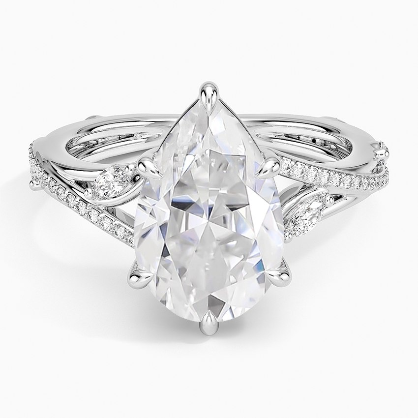 18K White Gold Moissanite Begonia Vine Diamond Ring (1/4 ct. tw.)