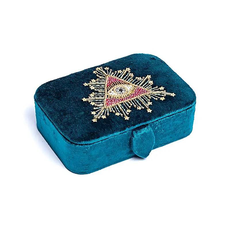 Smycken / tarotask sammet blågrön med tarotöga