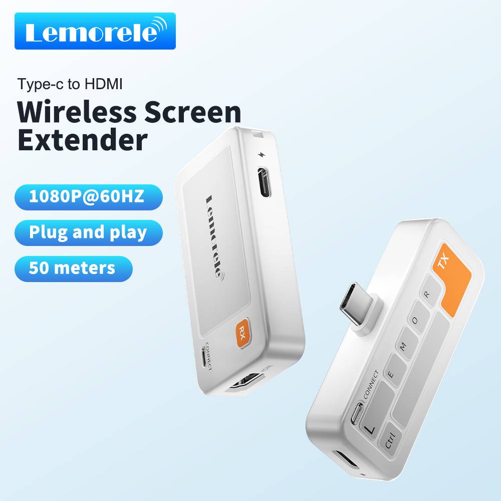 Lemorele 50M Wireless Video Transmission Kit 1080P Wireless Type-C Transmitter HDMI Receiver Video Transceiver For PC TV Phone