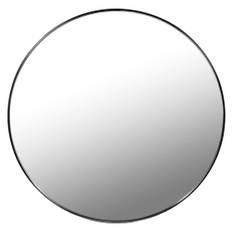 Elegant Sort Rundt Spejl, 80cm, Pulverbelagt Metalramme, Ideel Til Interiørarkitekter