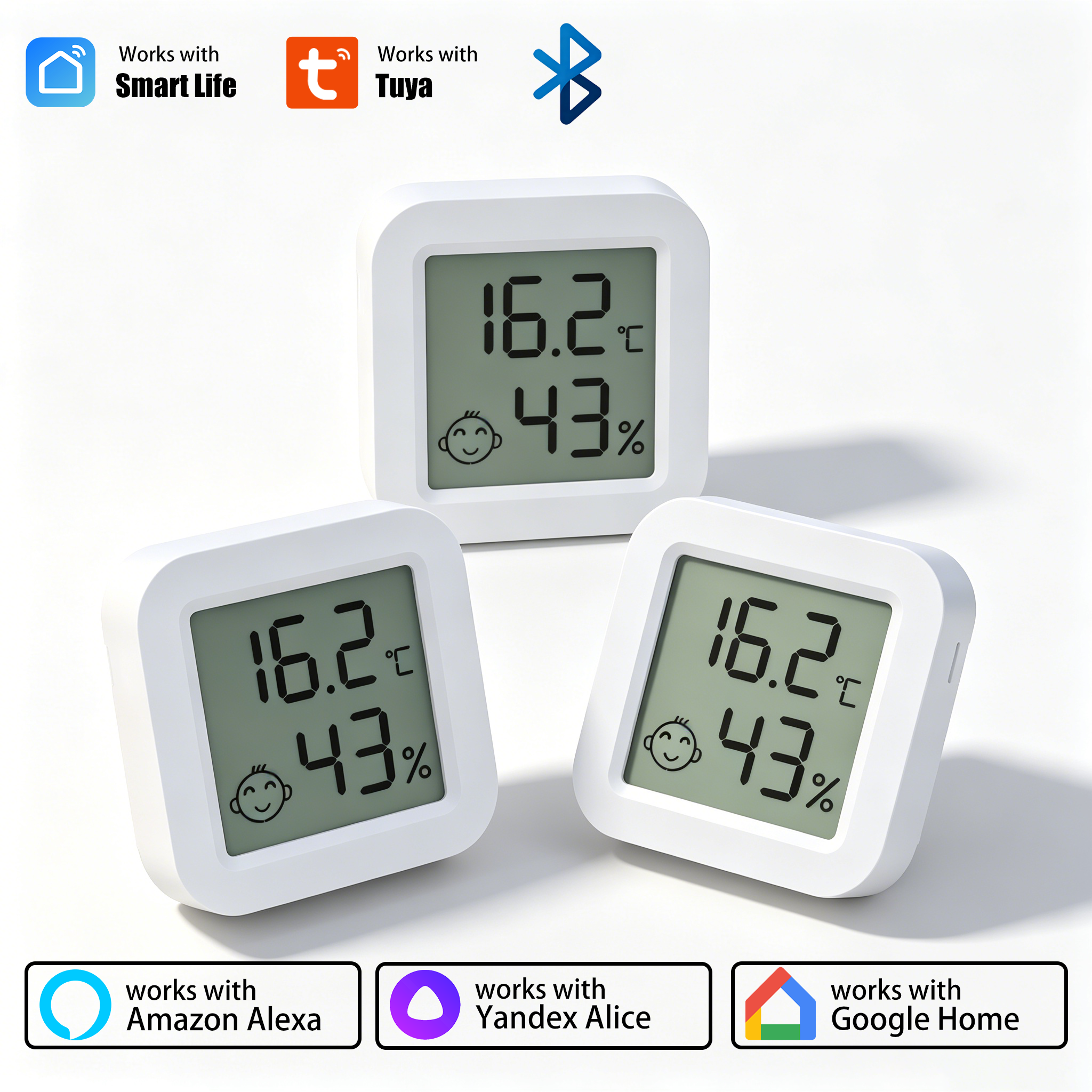 Tuya Temperature Humidity Sensor Mini Thermometer Hygrometer Bluetooth-Compatible APP Remote Control Works with Smart Life Alexa
