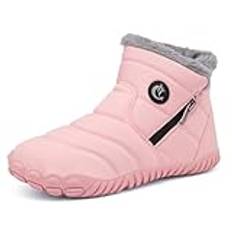 CELANDA Barfot, vinterskor, dam, varm, plysch, fodrade vinterstövlar, herr, vinter, snöstövlar, halkfria, korta skaft, stövlar, bekväma slip-on stövlar, utomhus, storlek 36–46 EU, ROSA, 41 EU
