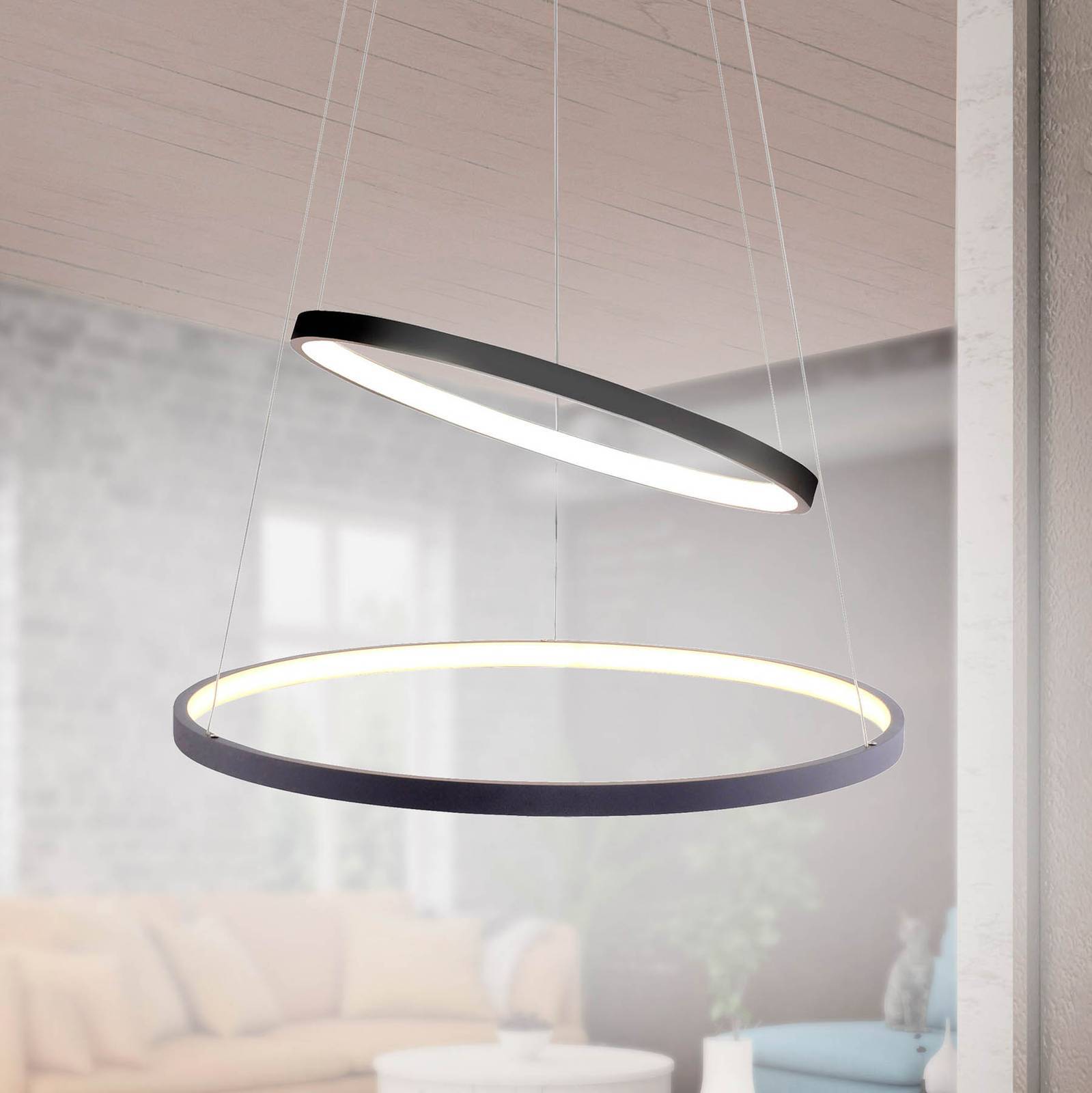 JUST LIGHT. GmbH Pendellampa Circle, dimbar, Svart, Vardagsrum / matsal, Metall, Modern