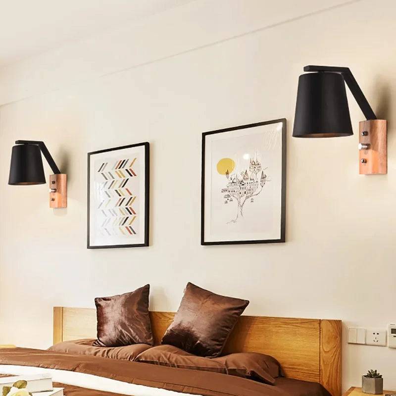 WoodGlow Lampa – LED Vägglampa för Sovrum - Svart / Varmvit