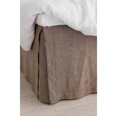Ellos Home - Sengekappe Elmira i vasket hør 60 cm - Brun - 180X200