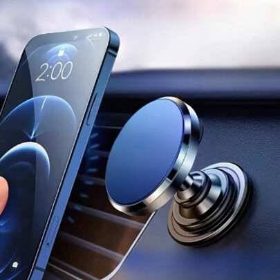 1 st Magnetisk biltelefonhållare Fäste Vikbar Universal Stark telefonfäste för bil kompatibel med Iphone 15 14 13 Pro Max-fäste GPS-stöd Biltillbehör - Svart (En-Storlek)