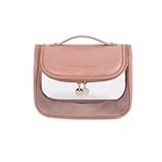 Rockreyoa transparent necessär stor kapacitet kosmetisk väska vattentät kosmetisk väska makeup väska organizer transparent tvättpåse handbagage för män kvinnor, ROSA