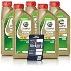 5 x 1 L liter Castrol Edge Fluid Titanium 5W-30 LL motorolja inkl. Castrol oljebyteshängare