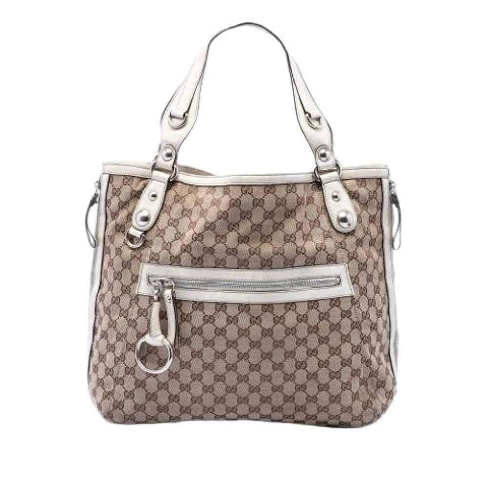 Gucci Vintage Pre-owned Canvas Tote Taske - Vintage - Dame - Beige - ONE SIZE - Læder