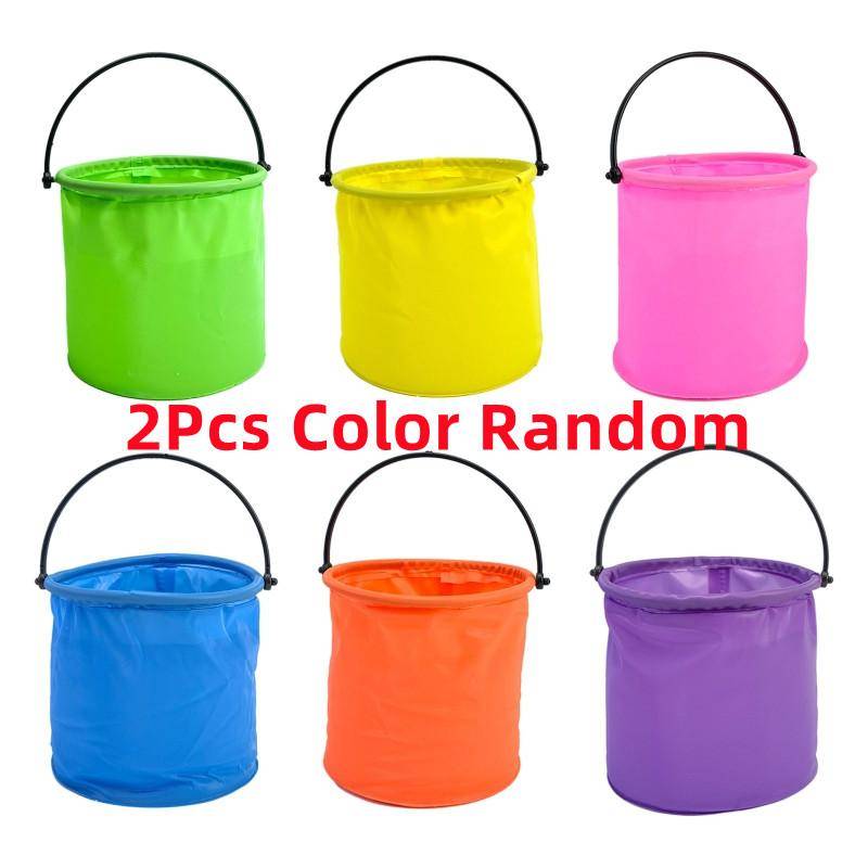 Beach Sand Bucket Toy 2Pcs Collapsible Bucket Gardening Tool Outdoor Pool Play Tool Kids Summer Water Fun Toy Birthday Gift