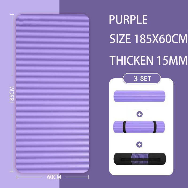 Längre Tjockare Halkfri Herrträningsmatta Hög Densitet Träningsyogamattor För Gym Hemmafitness Träning Gymnastik 185x60x1.5cm Purple