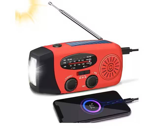 Nödradio 2000 mAh - AM/FM Powerbank Solcell inkl USB