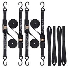 Ayaport Cam Buckle Tie Down Straps 4 x 1000kgs Break Strength Securing Straps with S Hooks for Motorcycle, Kayak, Car, Truck, Boat, Dirt Bike, Pack of 4 (3M)