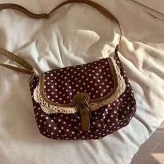 Back To School Korean Style Dot Print Small Design Color Blocking Shoulder Bag, Suitable For University Students, Crossbody Bag, Canvas Bag With High- - Multicolor