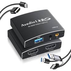 avedio links Capture Card, USB 3.0 Video Capture Card, 4K@60Hz USB C/A HDMI Capture Card with Loop-Out, 1080P 60FPS Game Capture Card für Streaming Work Kompatibel mit Ps5/Switch/OBS/PC/Camera