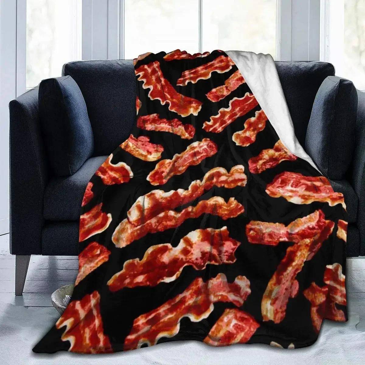 Bacon Filt Mjuk Varm Flanell Sofföverdrag för Män Kvinnor Personlig Rolig Matpresent Hemtextil