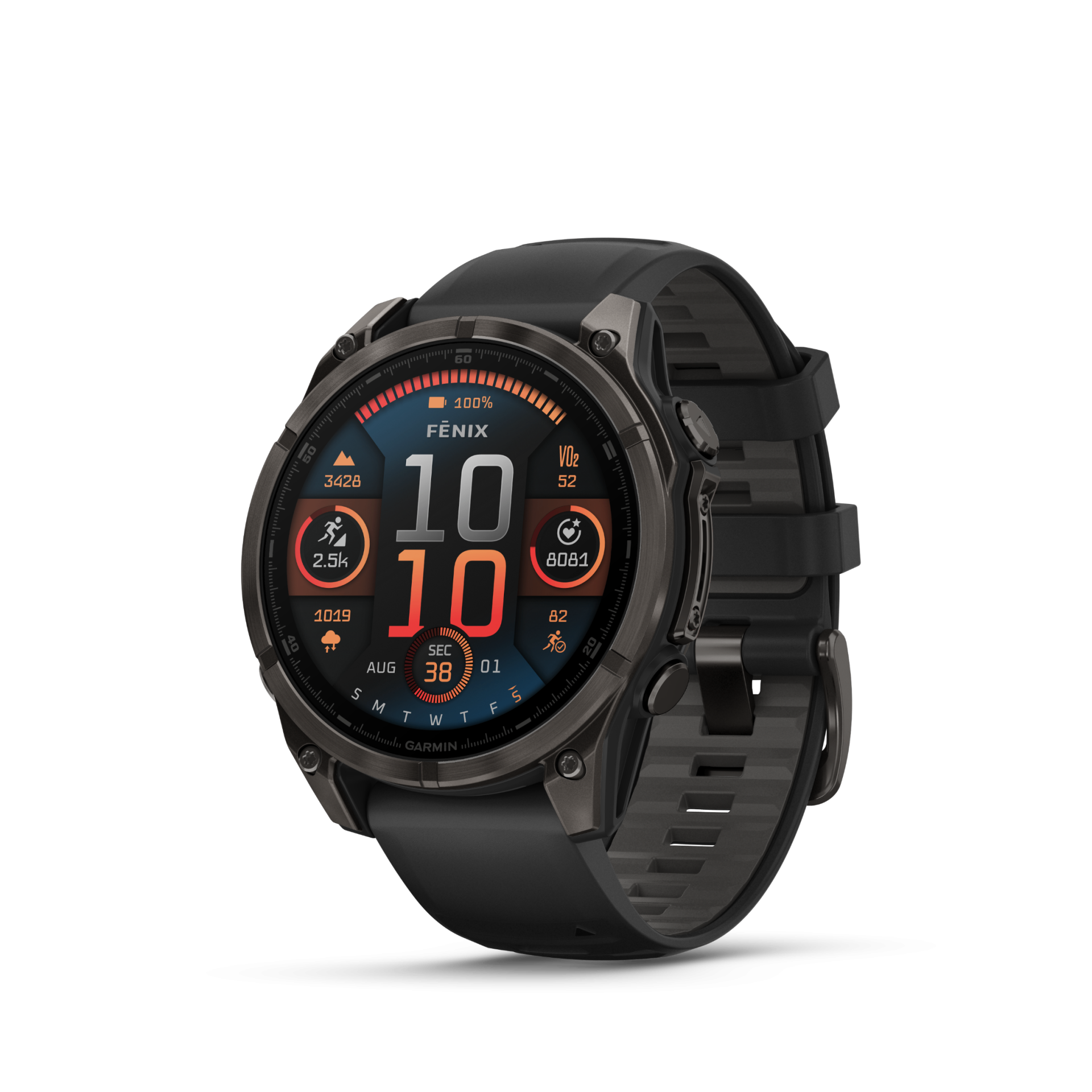 Fenix 8 Amoled Sapphire Titanium 47mm, Carbon Grey/Pebble Gray silikonerem - One size
